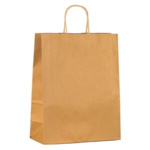 Brown Large twisted  Bags with Serrated Top