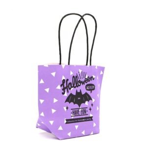 Happy Halloween Handle Bags Purple branede Logo Printed